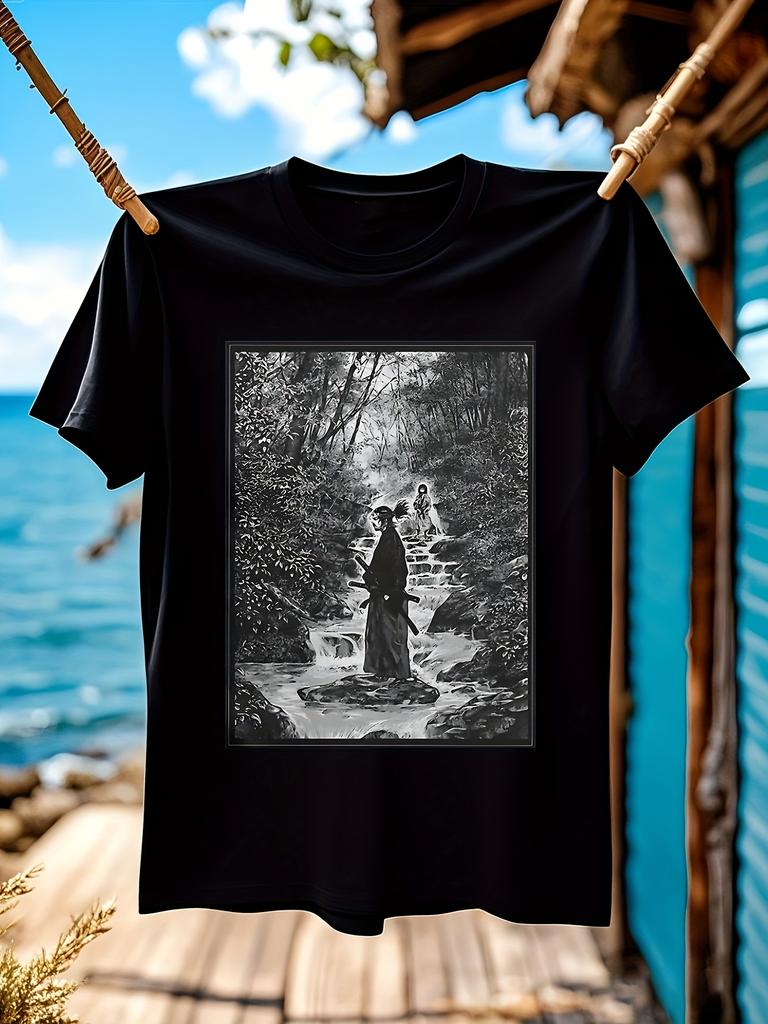 Vagabond Miyamoto Musashi Vs Sasaki Kojiro Maglietta Grafica Manga - Stampa Artistica Duello Samurai Giapponese