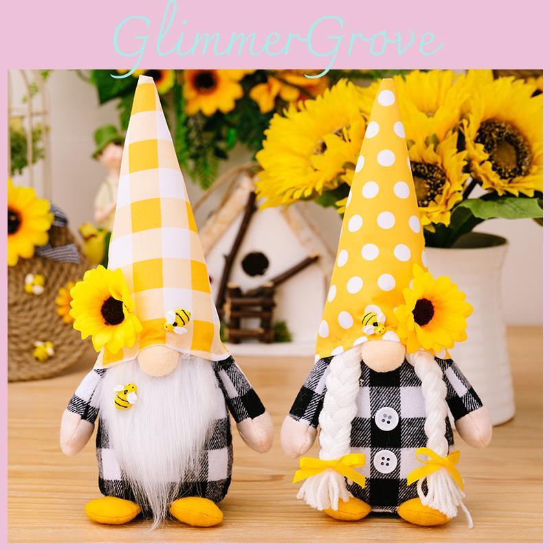 Delightful Bee Plush No Face Elder Gnome Doll Soft Fabric For Whimsical Home Accents