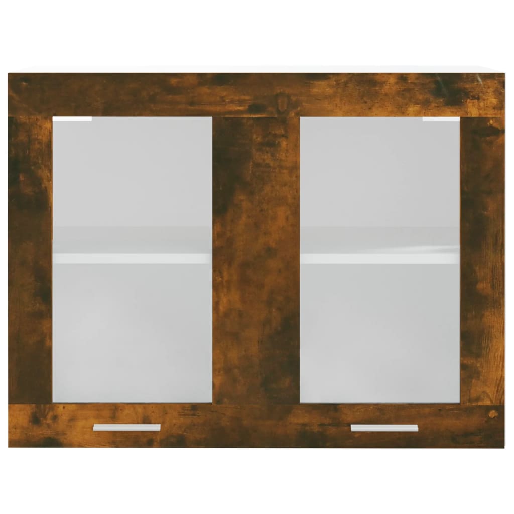 Vidaxl Przeszklona Szafka Wisząca, Przydymiony Dąb, 80X31X60 Cm