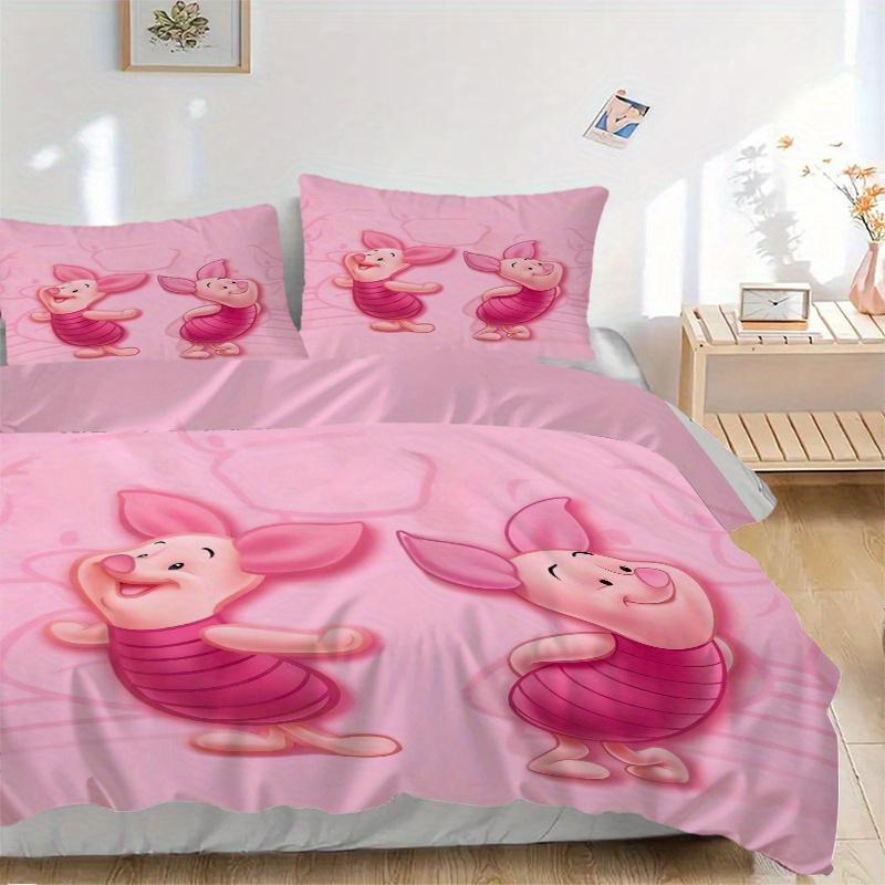 

3pcs Pink Piglet Bedding Set - Includes 1 Quilt Cover and 2 Pillowcases, Comfortable Bedding with Stylish Design for Bedroom, Machine Washable - 135x200cm