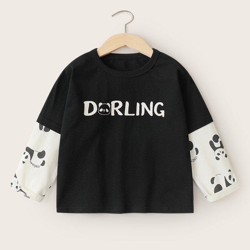 Boys' Fake Two-Piece Long-Sleeve T-Shirt, Autumn and Spring Style Children's Clothing, Baby Base Shirt, Top, Autumn Clothes, Trendy