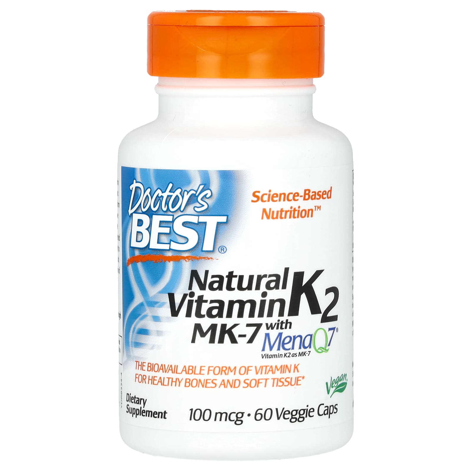 

Doctor s Best, Natural Vitamin K2 MK-7 with MenaQ7, 100mcg, 60 Veggie Capsules