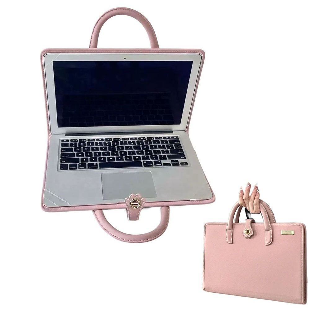 PU Laptop Bag Pink Computer Protective Case Laptop Handbag Laptop Sleeve for Girl