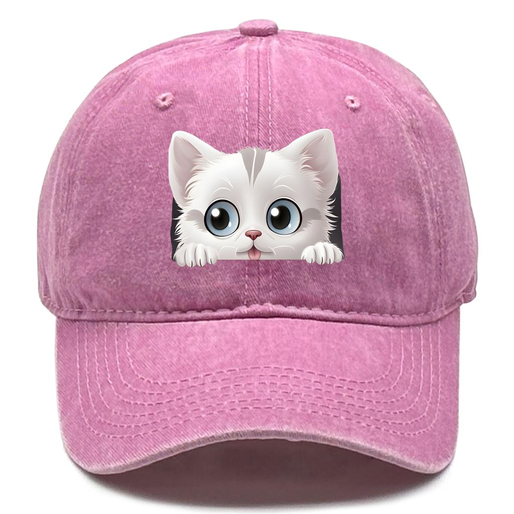 Cute Cat Print Snapback Sun Hat Cat Avatar Woman's Cap Cozy Adjustable Strap Baseball Hat Perfect For Outdoor Accessory