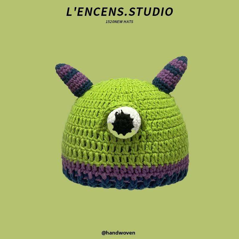 Shrek Face Mask Knit Cap With Soft Acrylic Material For Casual Winter Use