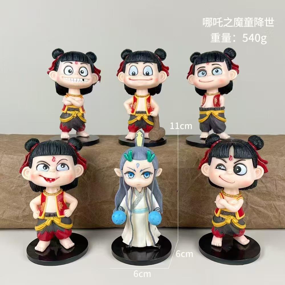 6pcs/set Anime Ne Zha Figure Magical Children Roar Figurine Model Statue Toy Gift