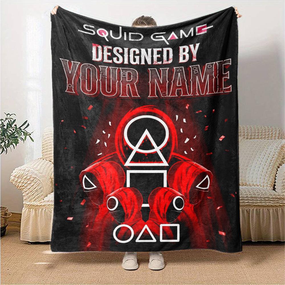 Name Custom Squid game Print Flannel Blanket High Quality Warm Comfortable Cover for All Seasons Perfect for Gifts Home Decor