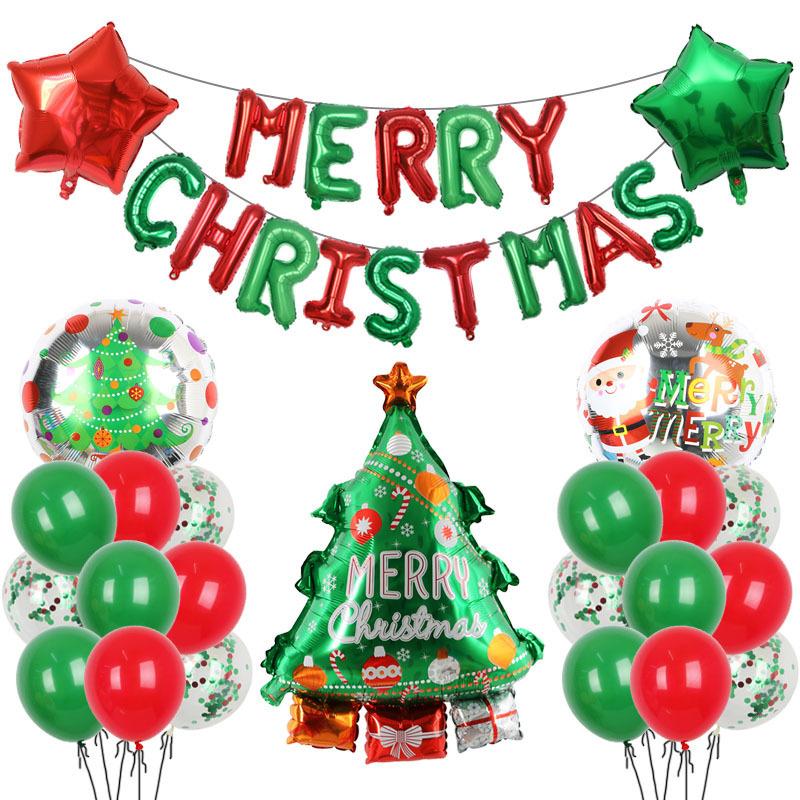 Christmas Decoration Balloon Set Smiling Snowman Elk New Year Arrangement Christmas Tree Party Decoration
