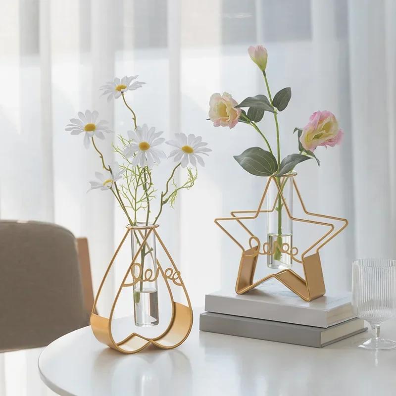 2025 Heiß Nordic Goldene Eisenlinie Vase Hydrokultur Pflanze Blumenvase Geometrische Kunst Deko Metall Pflanzenhalter Garten Modernes Zuhause Deko