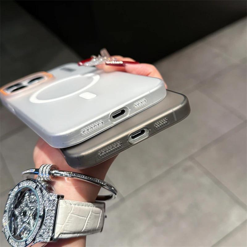 Luxury Transparent PC Hard Magnetic For Magsafe Phone Case For iPhone 16 15 14 Plus 13 12 11 Pro Max Wireless Charging Matte Cover