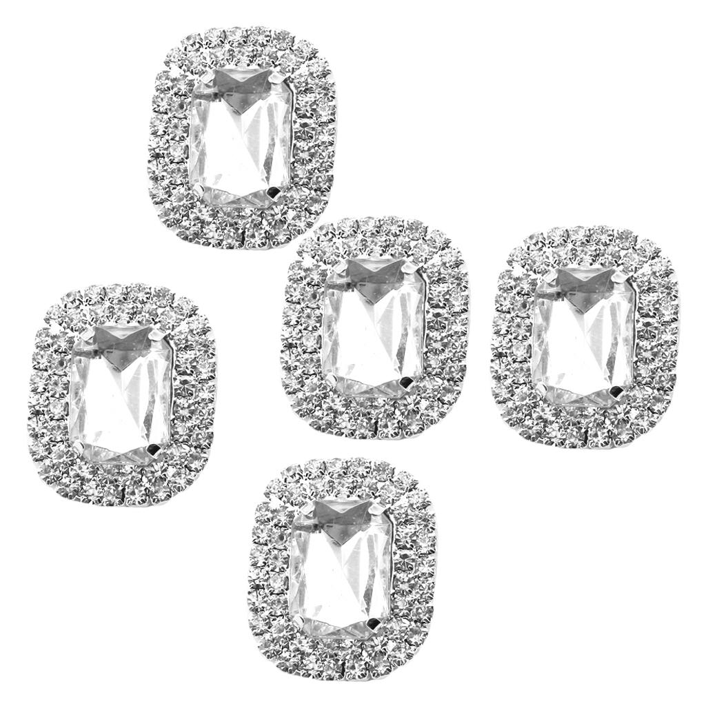 Flat Back Crystal Pearl Drill Button Silver Alloy Large Decorative Buttons for Clothes and Gift Packaging