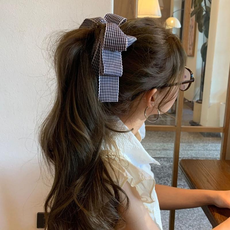 Cute Tartan Hairpin Soft Textile Design School Style Hair Ornament For Teens Ladies