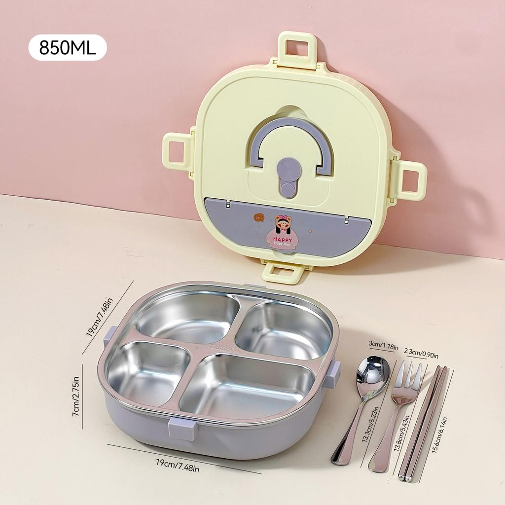 WORTHBUY 4/5 Compartment Portable Bento Lunch Box Microwave Safe Sealed 304 Stainless Steel Lunch Container Set For Kids Student