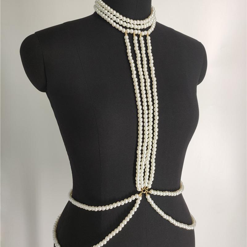 Body chain harne sexy temptation multi-layer pearl chain body chain neck chain