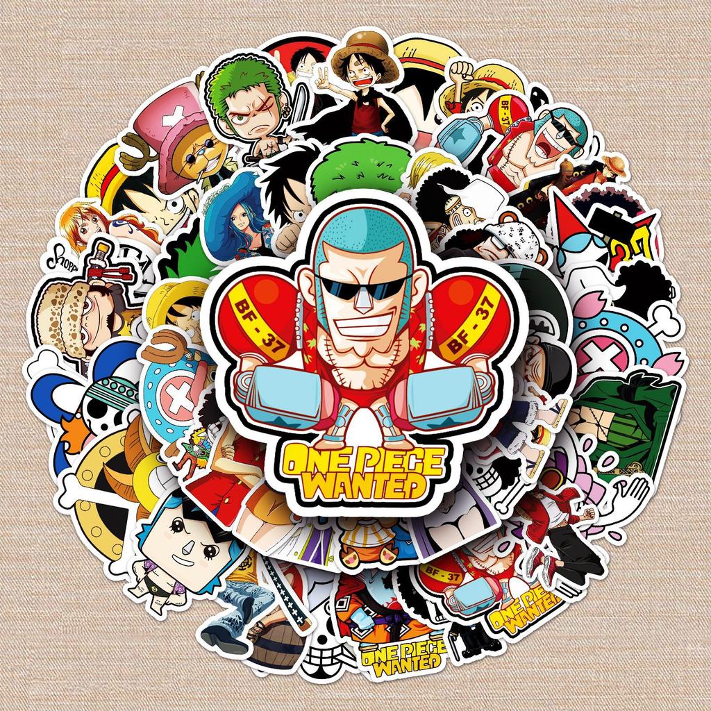 One Piece 50 Stück Cartoon Anime Wasserdichte Vinyl-Aufkleber Graffiti Decals für Gepäck Laptop Skateboard Auto Motorrad Anime-Fans