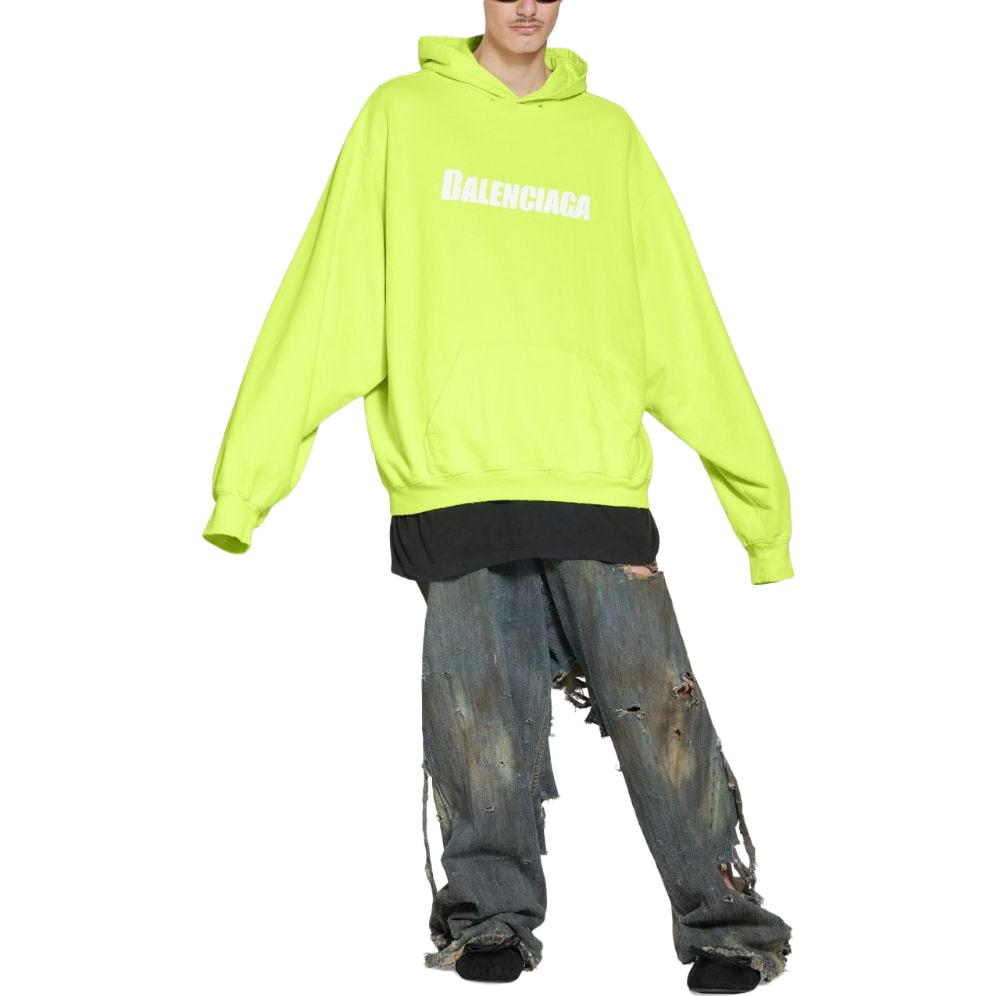 Balenciaga FW22 Sweatshirt Loose Fit Men's Fluorescent Yellow 729361TNVL27805