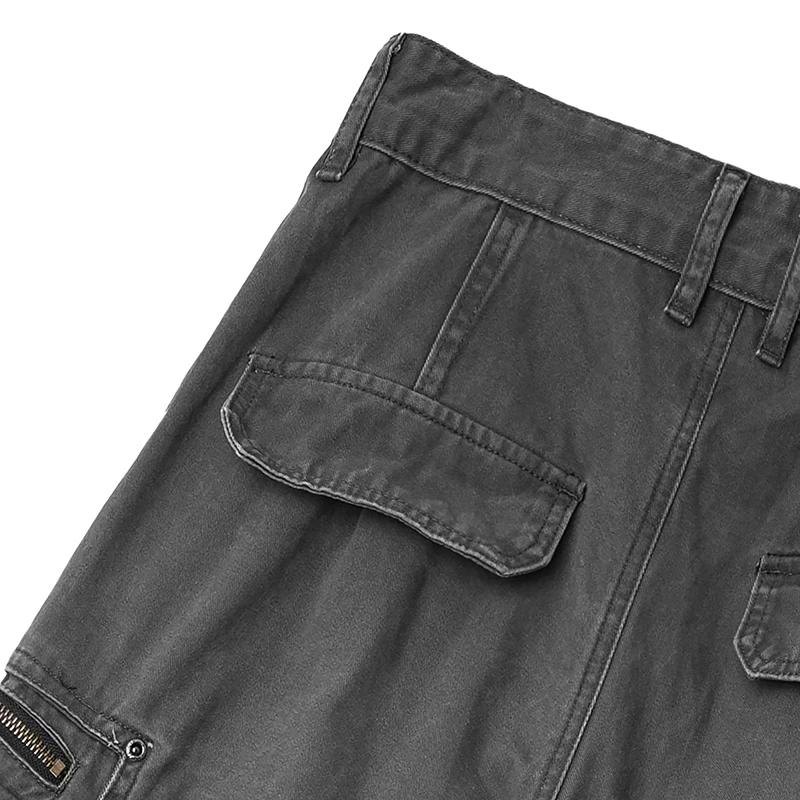 Autumn Men Retro Distred Multi-Pocket Pants Men Streetwear Wide Leg Pants Male Loose Straight Casual Lightweight Khaki Trousers