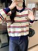 2025 Autumn/Winter Korean Chic Striped Knit Cardigan for Women