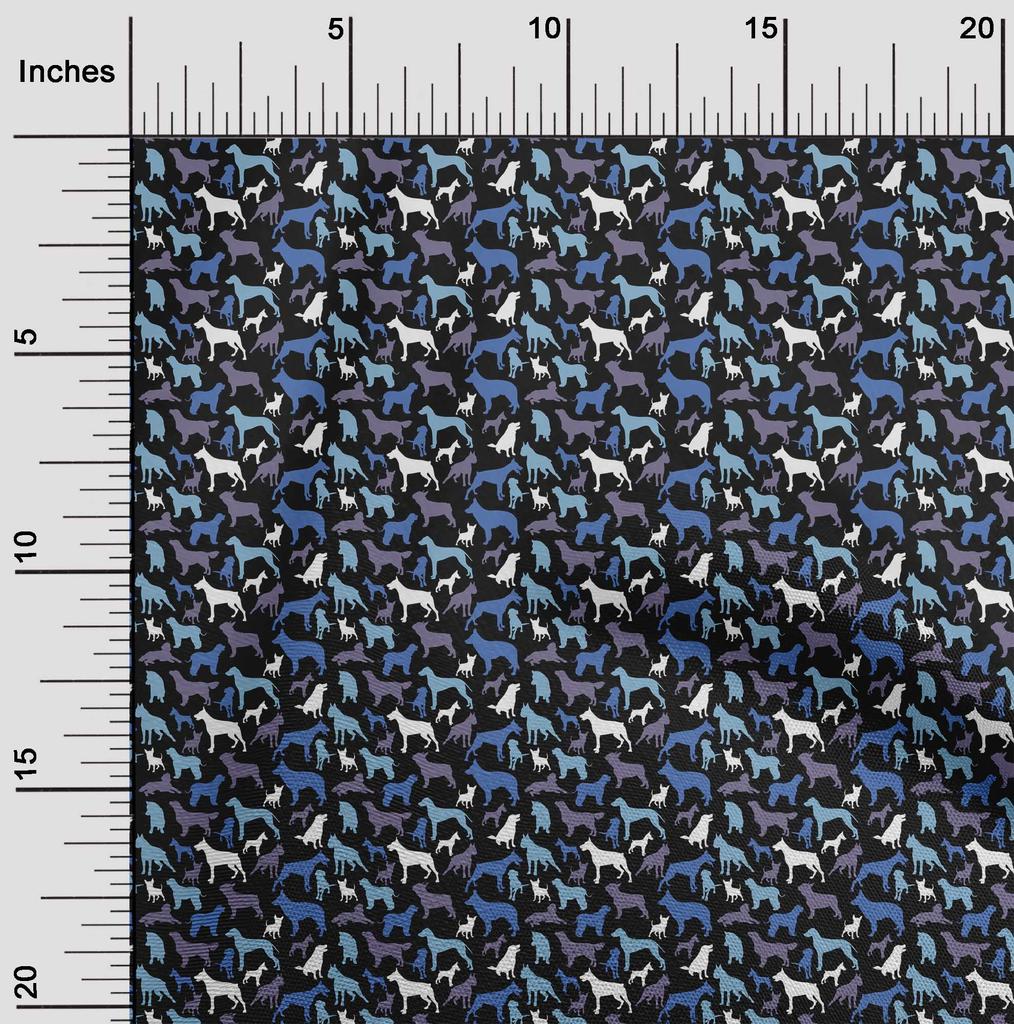 oneOone Georgette Viscose Blue Fabric Floral & Puppies Fabric For Sewing Printed Craft Fabric By The Yard 42 Inch