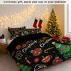 3pcs Merry Christmas Print Coreless Duvet Cover Set Multiple Sizes for Bedrooms Dormitories Soft Comfortable, Machine Washable