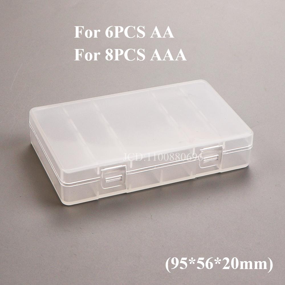 Portabatterie in Plastica AA AAA a 4/6/8/10 Scomparti Contenitore Organizzatore Scatola Portaoggetti per Batterie Coperchio Rigido Portabatterie