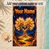 Landscape Theme Soft Beach Towel Personalized Custom Name Text Towel Portable for Beach Pool Travel