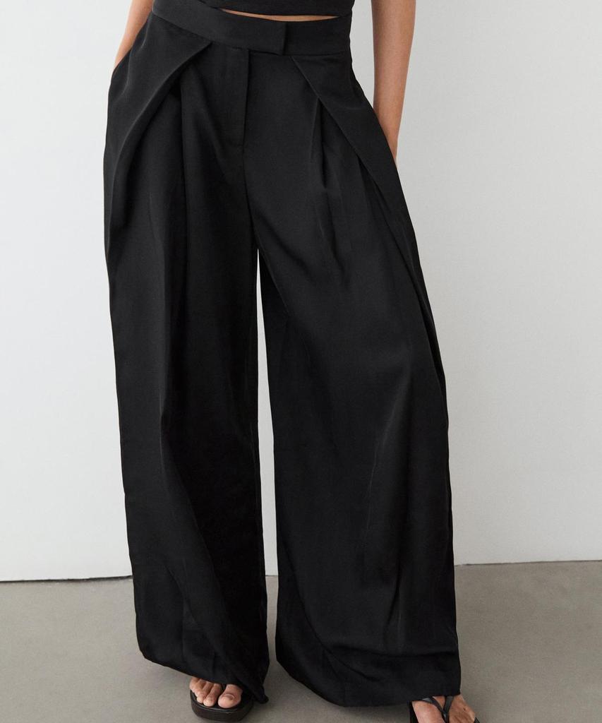 Masimodutti Pintuck Detail Satin Pants