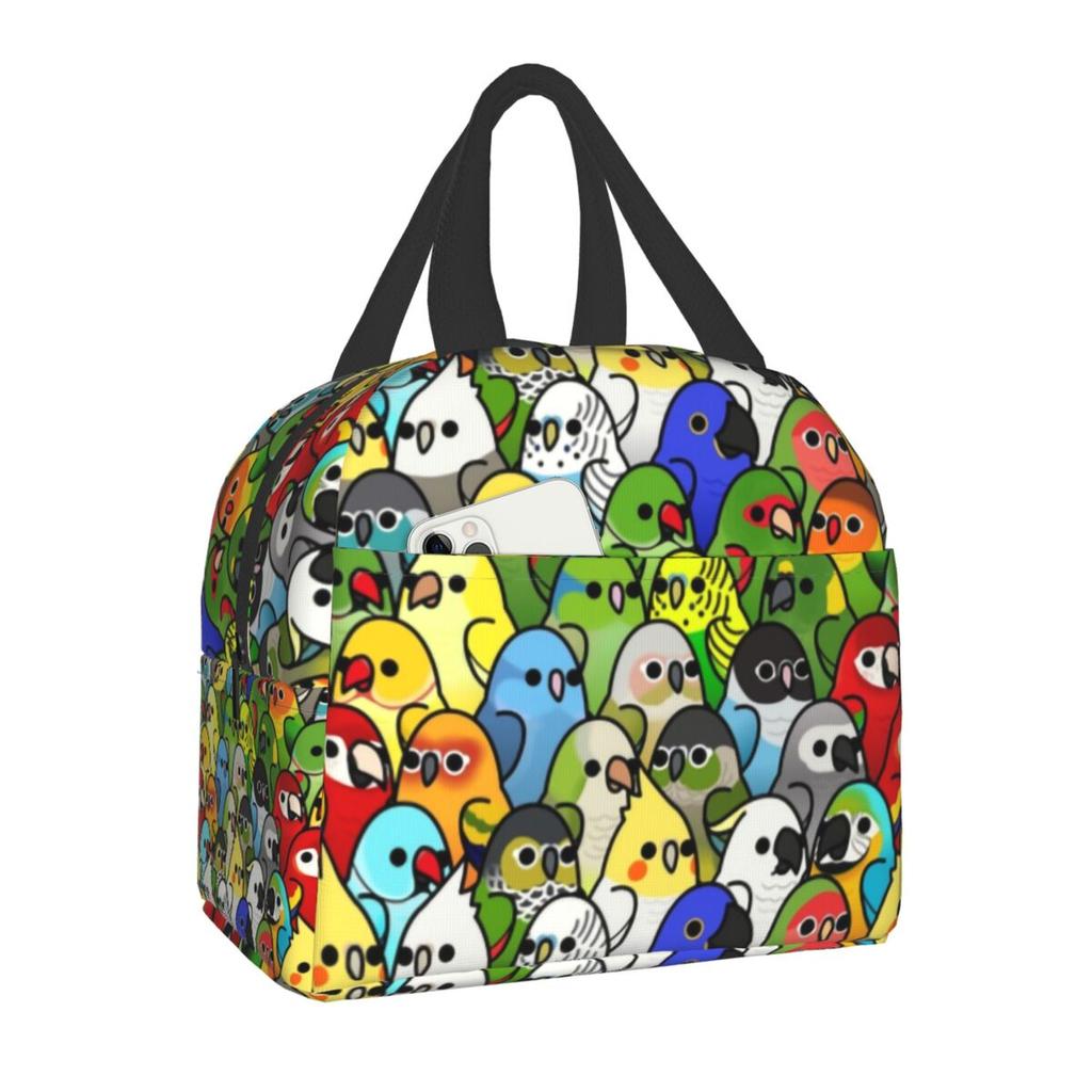 Floral And Parrot Birds Resuable Lunch Box Women Multifunction Thermal Cooler Food Insulated Lunch Bag Office Work Picnic Bags