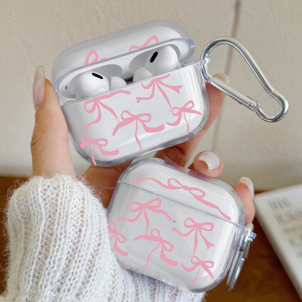 Pink Bow Designed Case For AirPods 4 3 1 2 Gen Earphone Protecitve Case For AirPods Pro2, Pro3,Pro Cover with Accessory