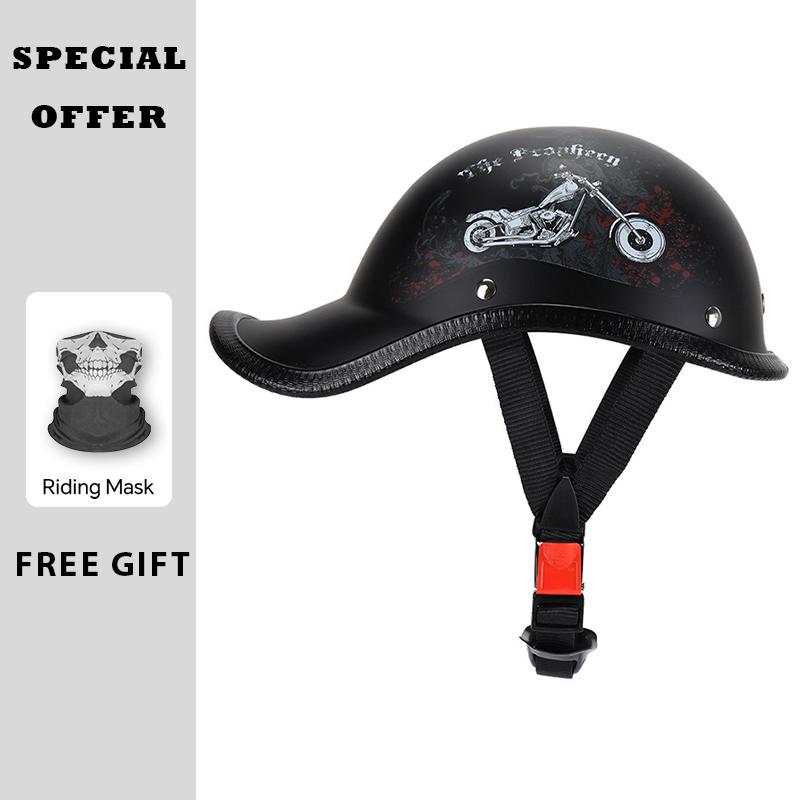 Unique Half Helmet Harley Motorcycle Helmet for Scooter Cruiser Men Women Summer Electric Helmet Baseball Cap Lightweight DOT