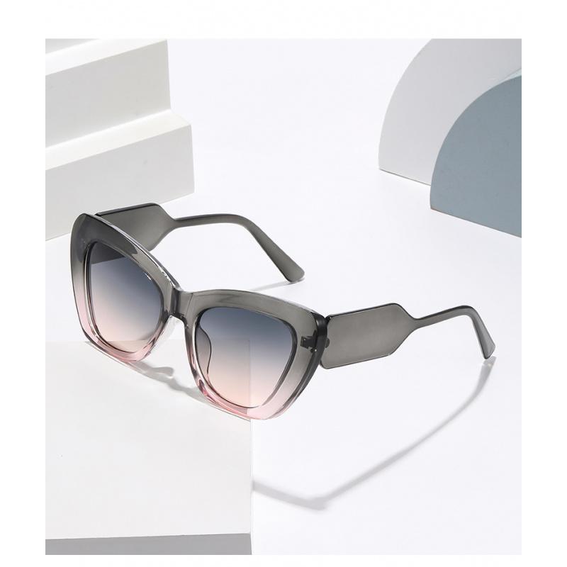 Personalized Color Block Fashion Cat Eye Sunglasses European and American Style Women's Casual Sun Protection Sunglasses