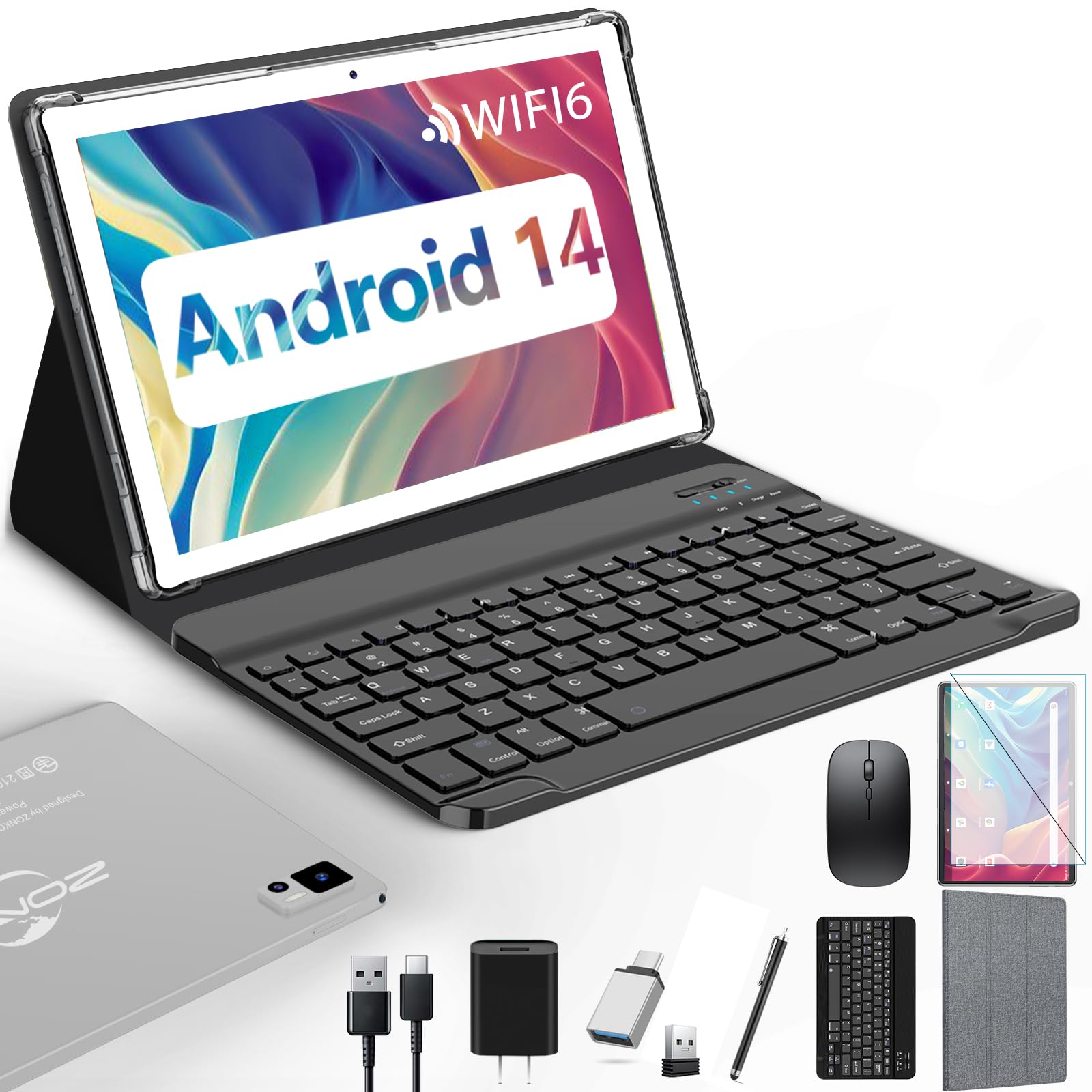 

Новий Android 14 Планшет WIFI Модель Android 64 ГБ 512 ГБ WIFI 6 CPU Allwiner Dual Bluetooth GMS Сертифікований [2024 10-дюймовий] 10-дюймовий Планшет, (4+4)GB + +