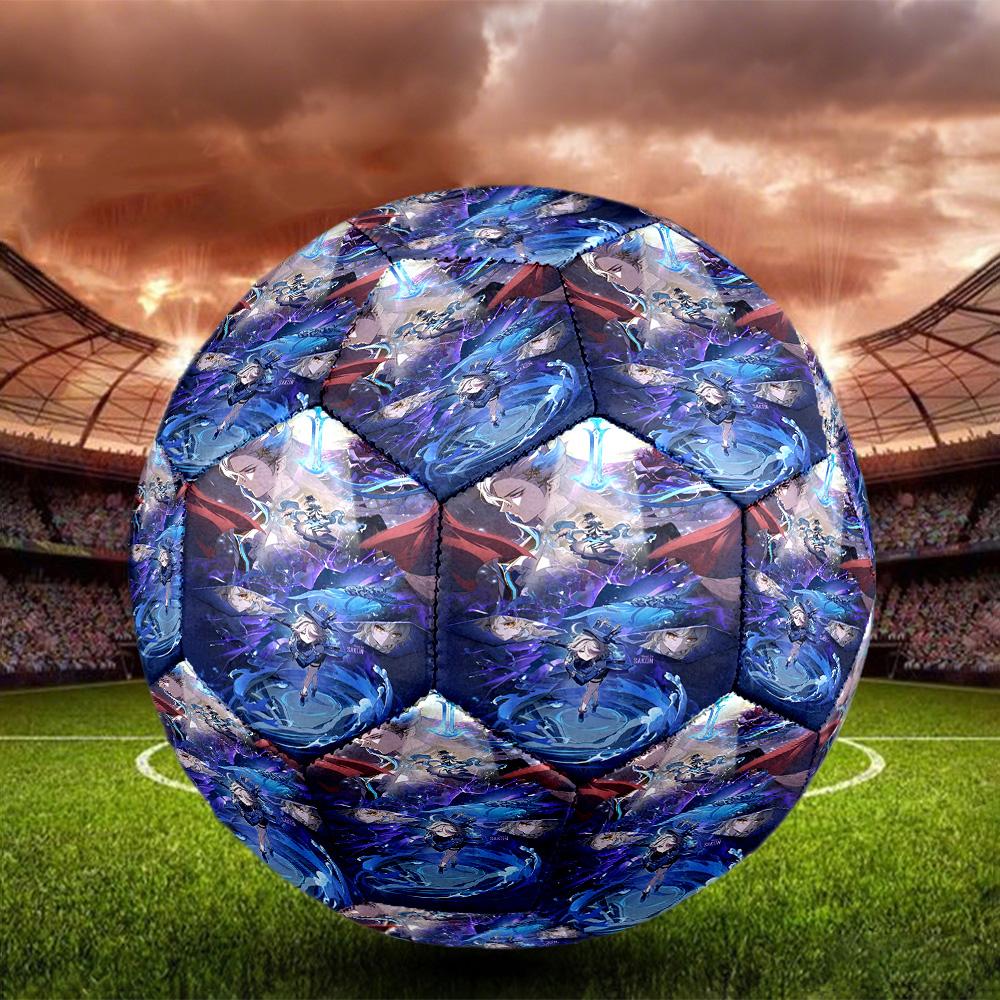Genshin Impact Print Size 5 Soccer Ball, Standard Match Football for Sports Game and Team Practice, Ideal Gift for Soccer Fans