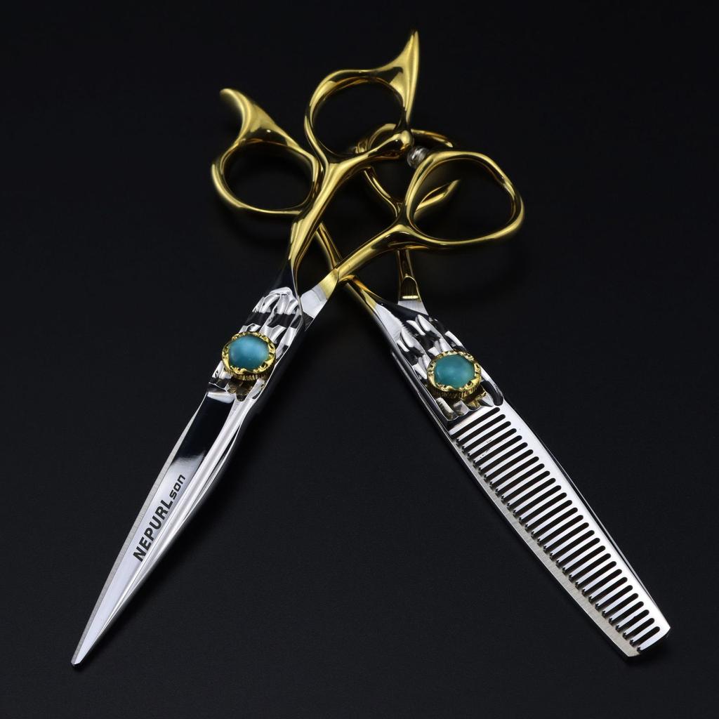 Semi-gold 6.0 Inch Nimpson Opal, Hair Scissors, Hair Scissors, Tooth Scissors, Thinned