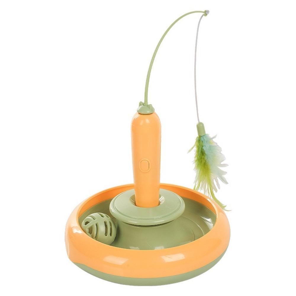 

Sturdy Design Cat Feather Teaser Self Rotating Interactive Cat Toy Kitten Playing Toy Pet Exercise зелёный/жёлтый