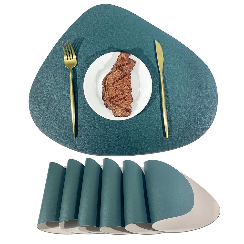 Nordic Style Waterproof Double-Sided Lychee Grain Leather Placemat - Heat Resistant, Wear-Resistant Table Mat for Hotels