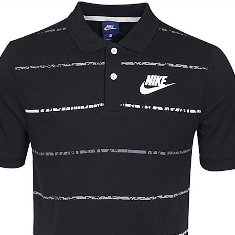 Nike Striped Logo Print Casual Short Sleeve Polo Shirt Men Polo Shirts Black AA5035-010
