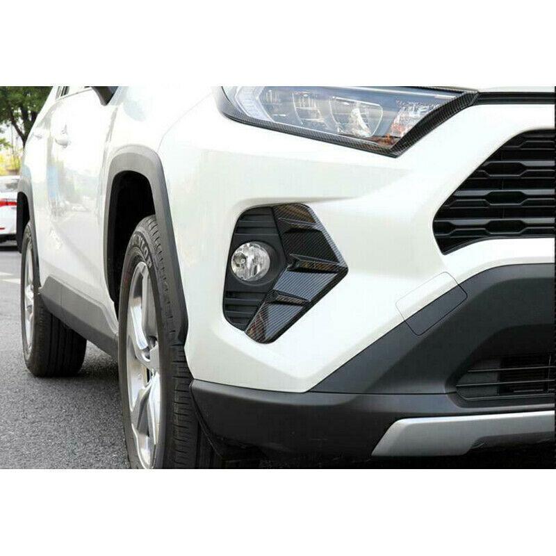 Front Fog Light Lamp Strip Cover 2PCS For Toyota RAV4 -2024 Carbon Fiber