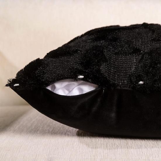 Halloween Pillow Cover 18"x18" Ghost Throw Pillow Cover Plush Bat Zippered Pillow Case for Home Living Room Bedroom Decoration