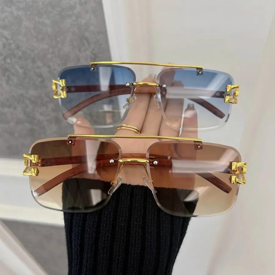 Personality Square Sunglasses Women Men Rimless Sun Glasses Female Male Designer Brand Classic Travel Outdoor