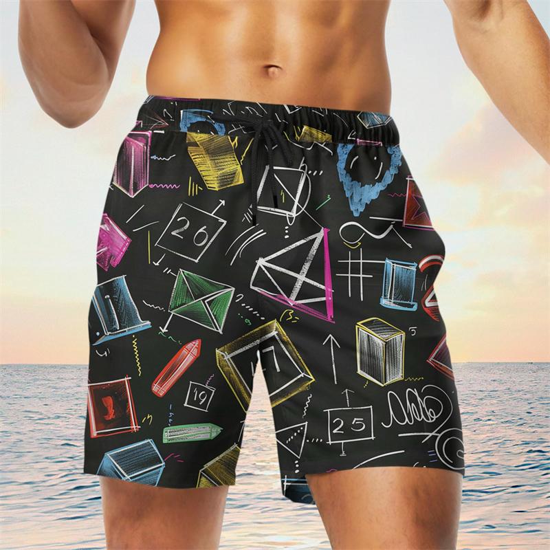 Funny Mathematics Class Graphic Beach Shorts For Men Fashion Summer Vacation 3D Printed Kids Swim Trunks Casual Loose Short Pant