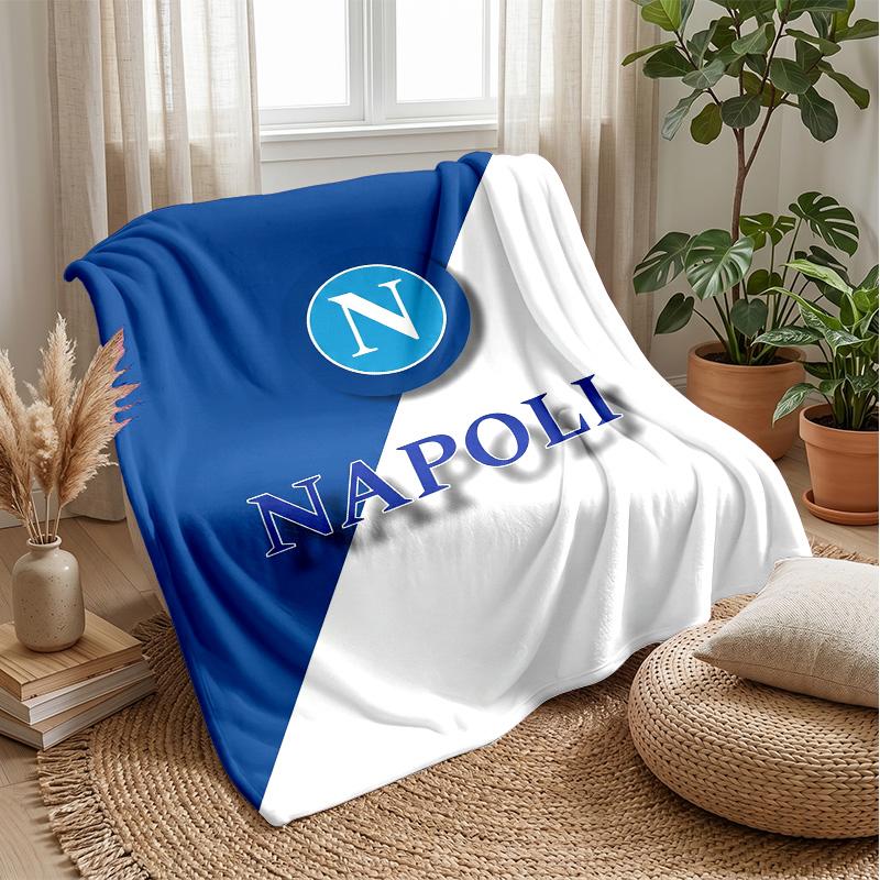 Coperta in Pile di Flanella Morbida Napoli FC Leggera Accogliente Calda Coperta da Lancio per Divano Letto Decorazione per la Casa