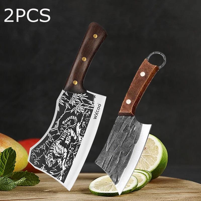 WXCOO Forged Butcher Knife Kitchen Chef Knife Stainless Steel Utility Knife Multifunctioanl Wooden Handle Fruit Slicing Househol