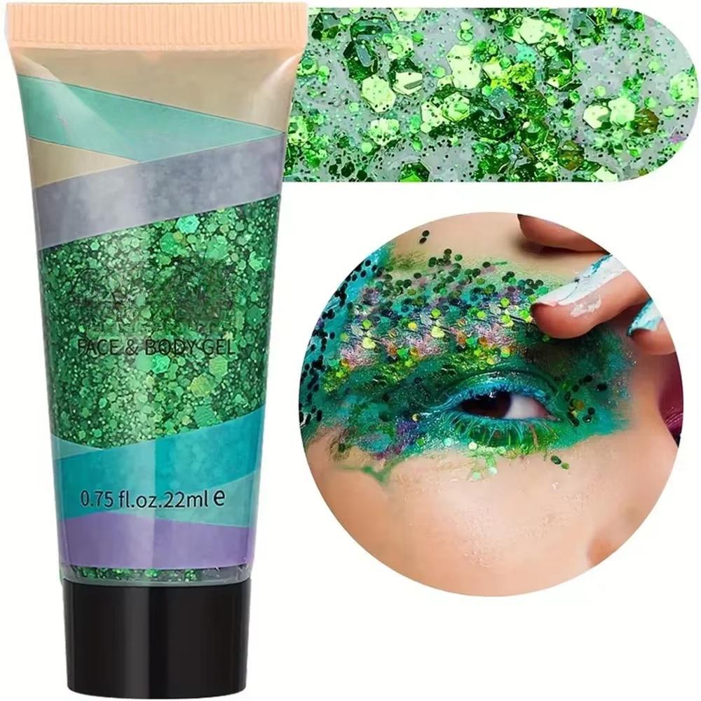 1 Bottle Mermaid Sequin Body Glitters Gel Long-Lasting Shine for Carnival Parties Festival and Stage Performance Great for Girls