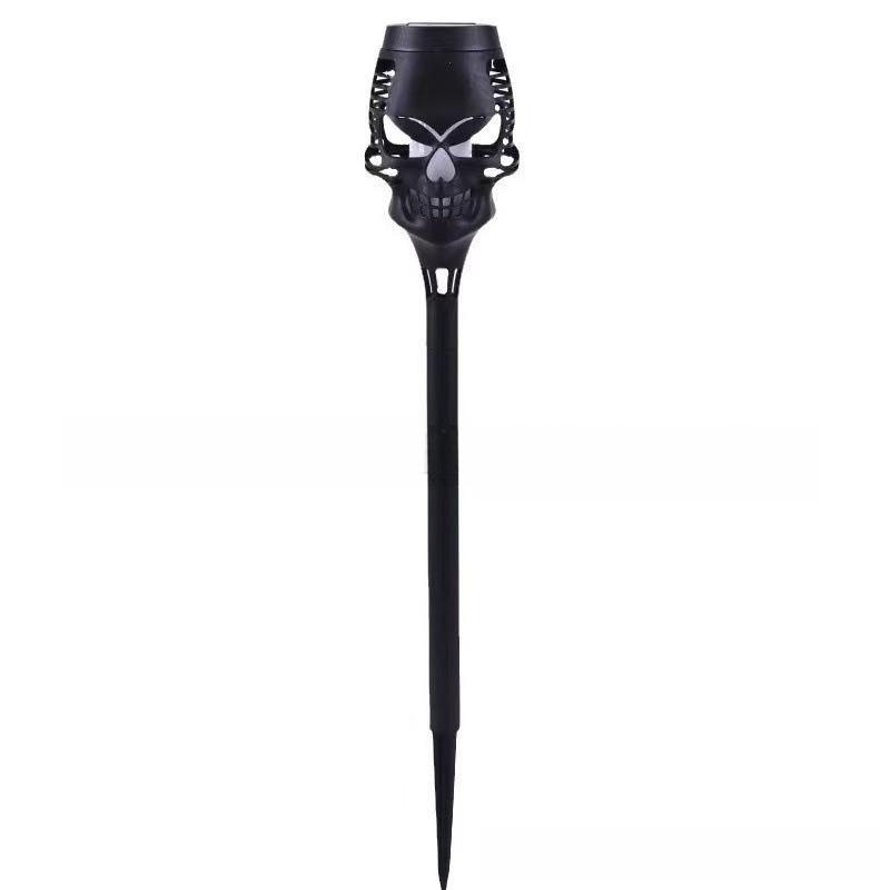 Solar Halloween Skull Lights Flickering Flame Torch Lights Waterproof LED Outdoor Decor for Patio Yard Path Landscape Lighting