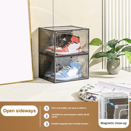 Průhledný úložný box na boty s magnetickými dvířky Velkokapacitní Stohovatelný Průhledný Prachotěsný