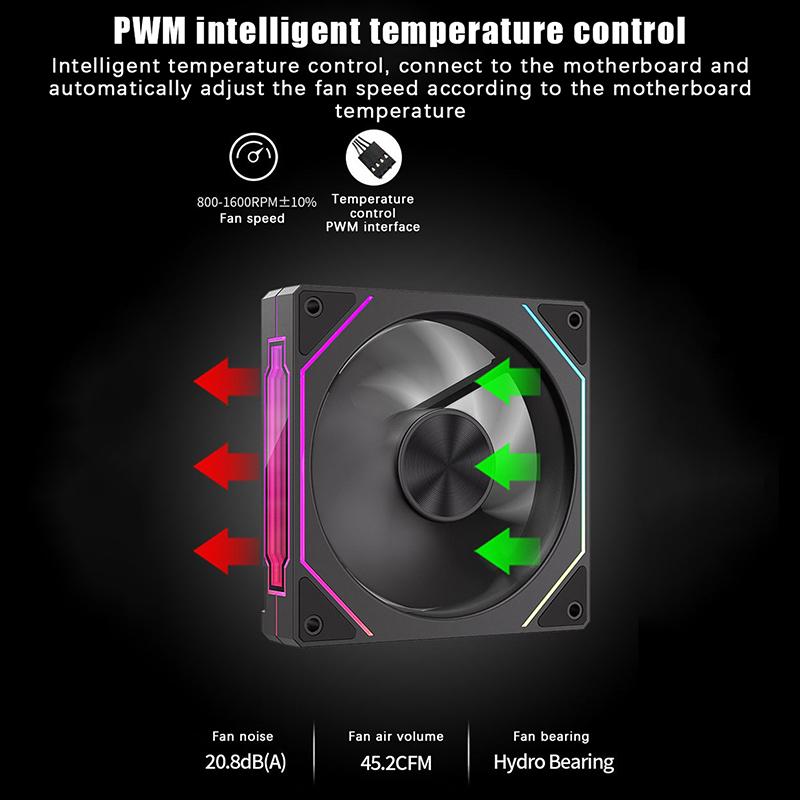 12Cm Argb 4 Pin Computer Case Fan Quiet Cooling 12V Large Air Volume 800-1600Rpm For Desktop Gaming Pc Build