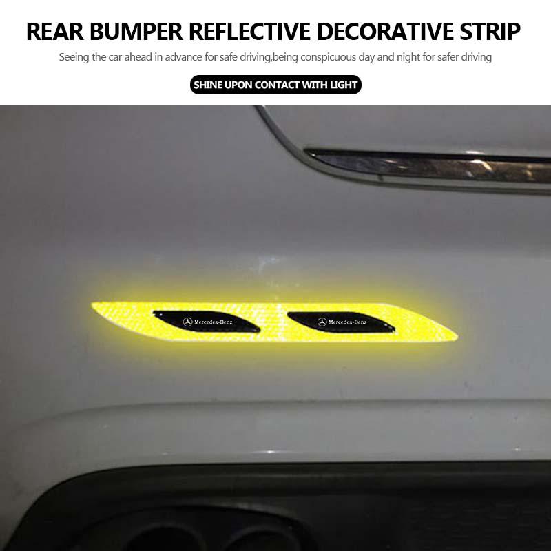 AABIA1 For Benz 2PCS Car Reflective Sticker Safety Warning Reflector Tape Strips Auto Accessories AMG CLA CLS C180 C200 W204 W205