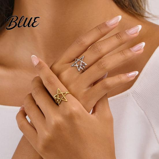 Hollow Star Shape Finger Ring Thumb Adjustable Opening Design Titanium