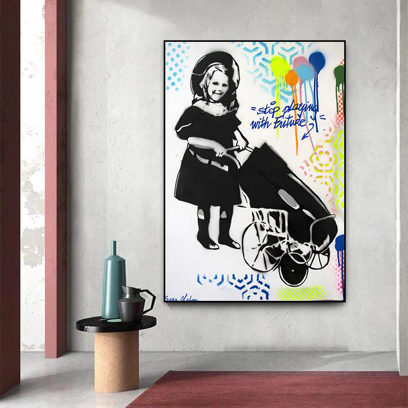 Banks Graffiti Art Canvas Painting Modern Street Pop Art On the Wall Cuadros Pictures for Living Room Home Decoration